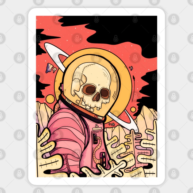 The skull astronaut Magnet by Swadeillustrations